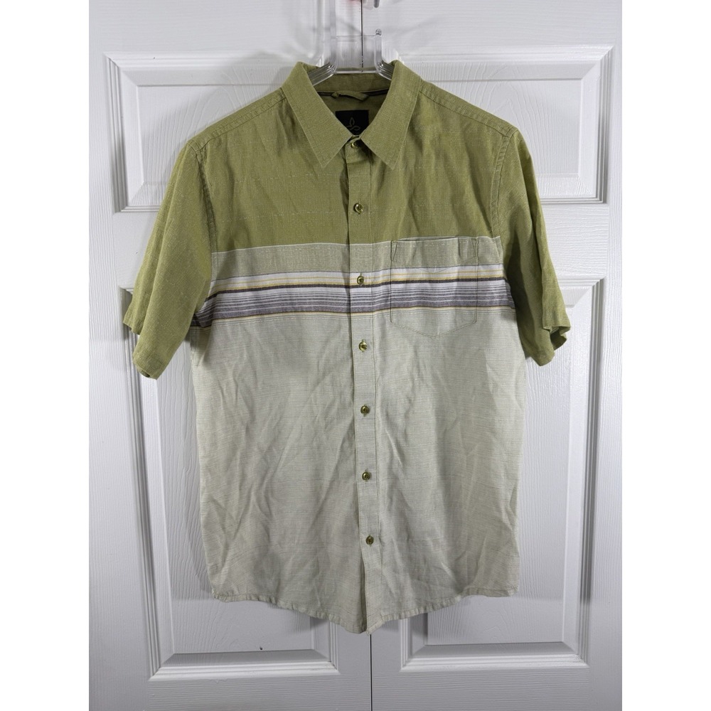 Prana Breathe Mens Short sleeve Dress Shirt Size Medium all cotton